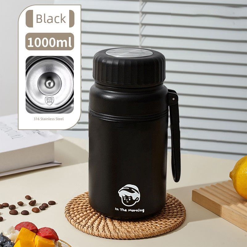 Stylish Couple's High-Appearance Water Bottle, 316 Stainless Steel Large-Capacity Thermos Cup, Simple Design with Carrying Strap, Portable Water Cup