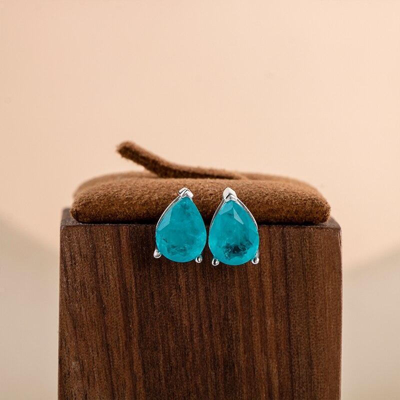 Gica Gema Klassische 100% 925 Sterling Silber Birne erstellt High Carbon Diamant Ohrstecker Weißgold Ohrringe edlen Schmuck