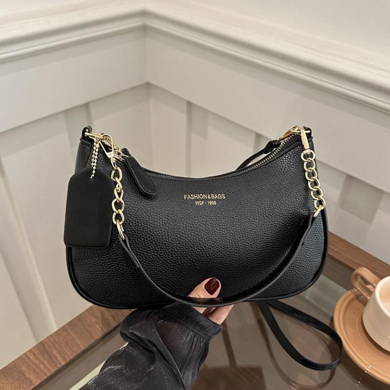 

Стильная роскошная сумка-хобо на плечо из искусственной кожи, женская маленькая сумка кроссбоди с подвеской в виде вишни для повседневного использования, сумка-тоут 26x8x15.5cm чёрный