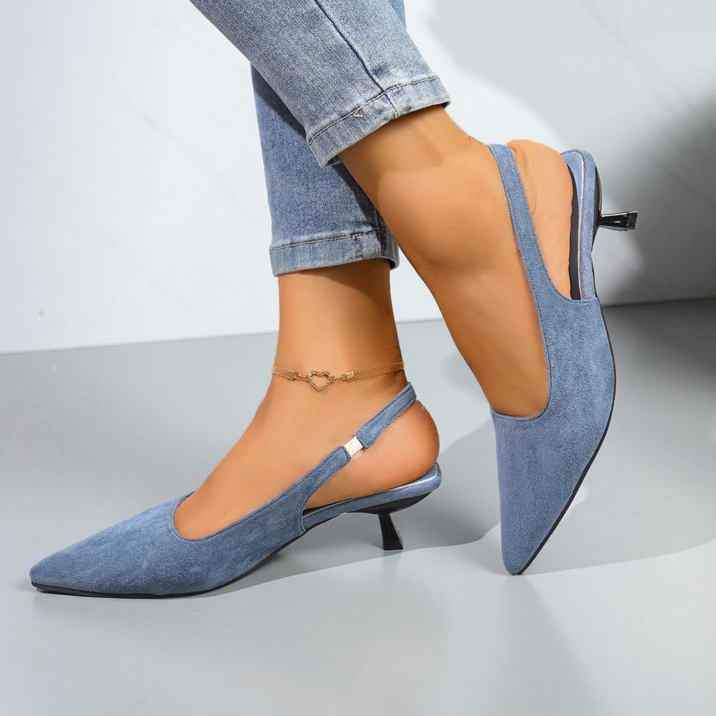 Beautiful purple thin heels high heels 2025 new pointed royal sister bag head sandals women's summer skirt is not tired