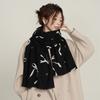 Thicken Bow Wool Scarf Printed Women Cashmere Shawl Soft Winter Cashmere Scarves  Office