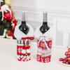 Nordic Knit Reindeer & Snowflake Wine Bottle Cover with Pom Pom - Christmas Decoration