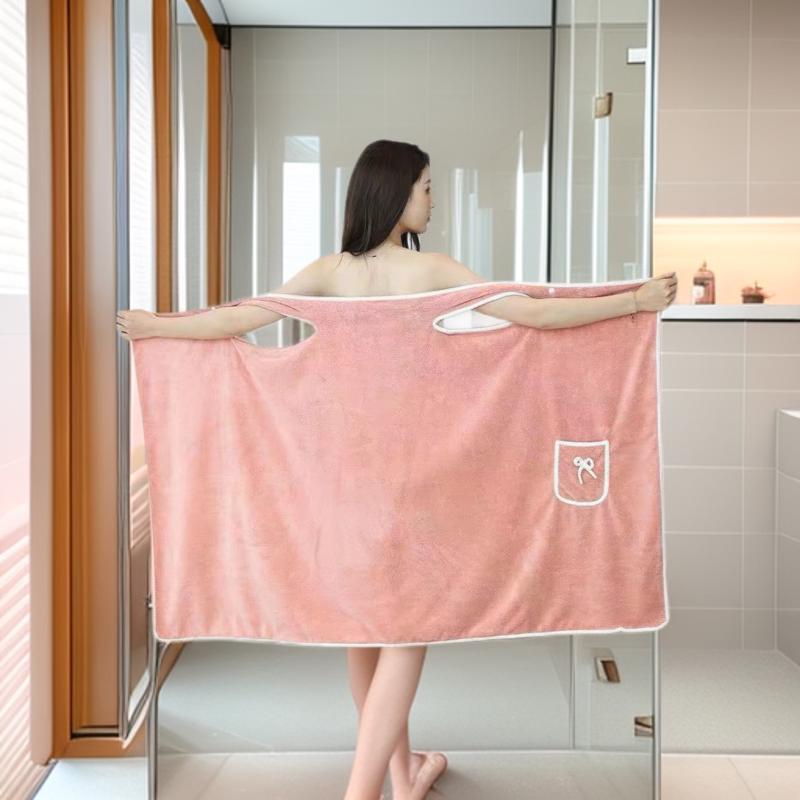 Coral Fleece Bath Skirt - Pure Cotton, Soft, Absorbent, Thick, Edged, Bathrobe Style, Adult Wrap Towel.