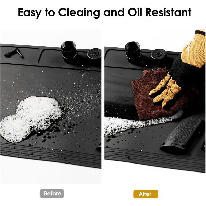 Gun Cleaning Mat Rifle Pistol Gun Mat With Magnetic Dots Non-Slip With Organizer Parts Tray Protective Workbench Mat