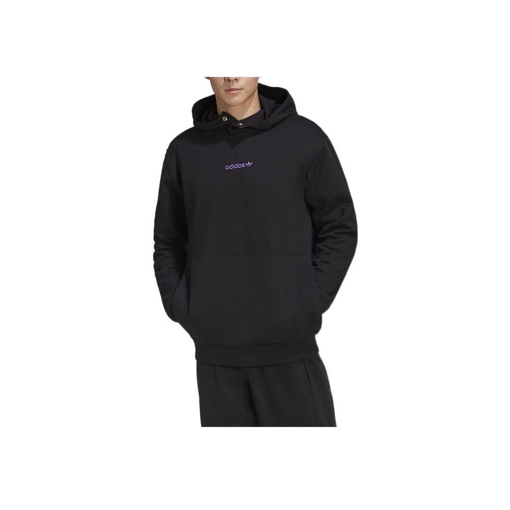 Adidas Sweat à capuche décontracté brodé logo Trèfle Originals Homme Hauts Noir HN0381