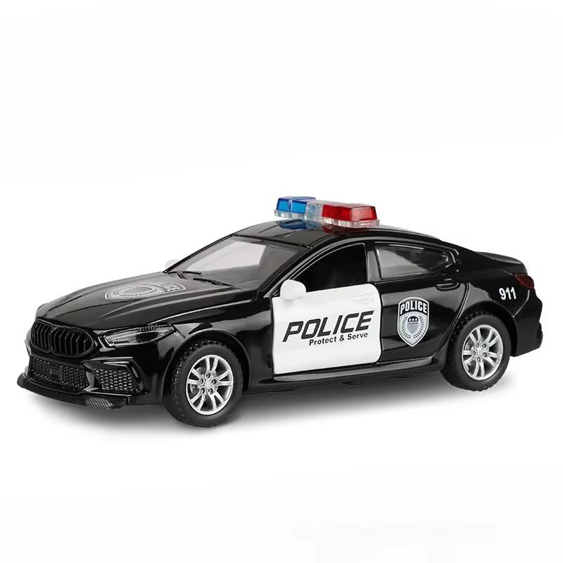

1:32 Scale M8 Competition Police Car Model Toy Alloy Diecast Shock Absorption Miniature Vehicles Models for Kids Presents