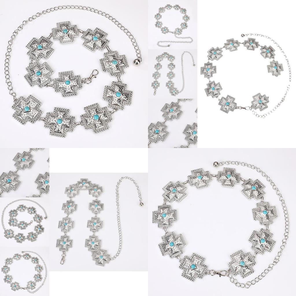 Bohemian Waist Chain For Women With Turquoise And Metal Accents For Festivals And Casual Wear