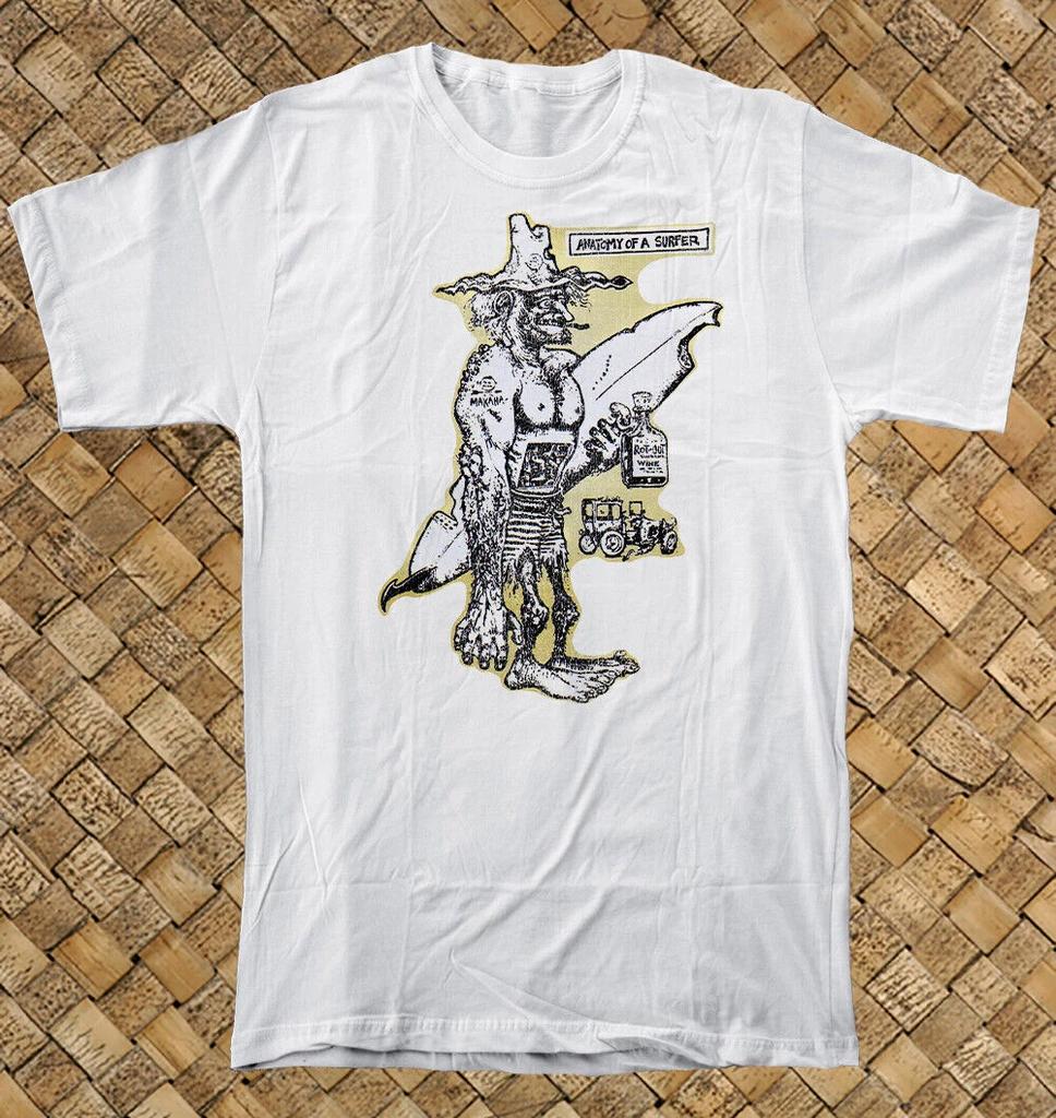 T-shirt Retro Surf Shop 100% Cotone Vtg Art Board Anatomia di un Surfer