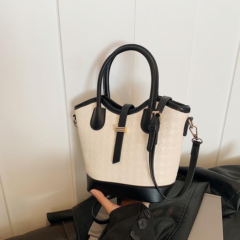 Fashiable Ctrast Color Women's Hand-Bucket Bag New Versatile Crossbody Underarm Bag Elegant Temperament Shoulder Bag