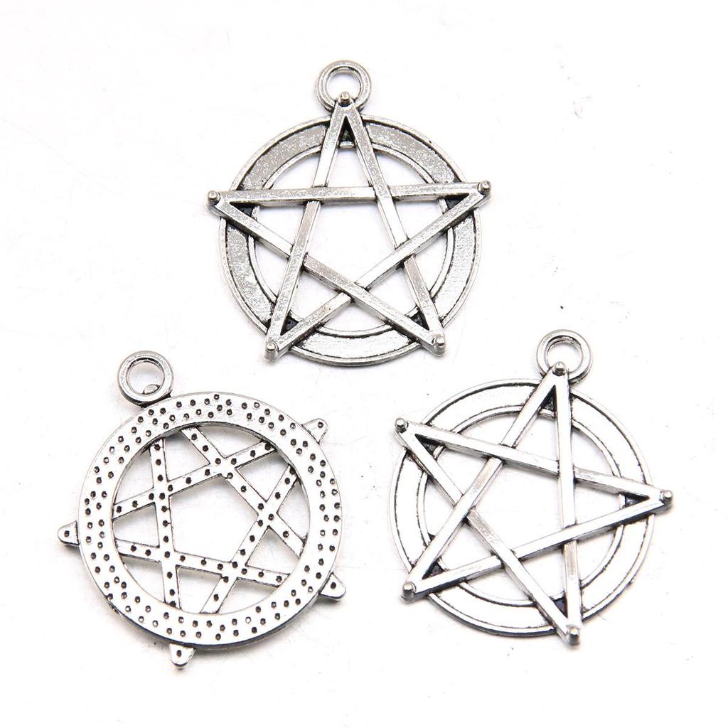 Pentagram Style 22 Antique Silver Pendant: Handmade Natural Charm Jewelry Accessory