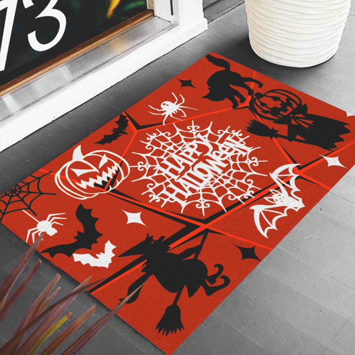 

Halloween Jack Pumpkin Cat Bat Carpet Party Living Room Sofa Bedroom Bedside Study Entrance Door Rug Non-slip Cartoon Decor Mat 40x60cm