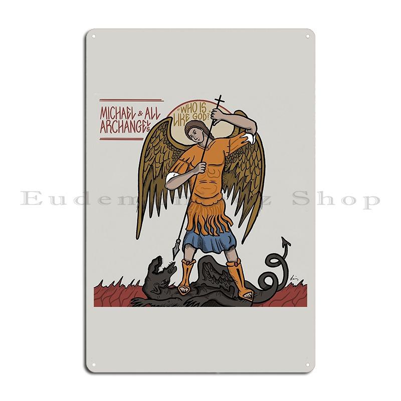 St Florian Icon Patron Saint Of Firefighters Saint Lawrence Archangel Michael Metal Wall Mural Garage Create Tin Sign Poster