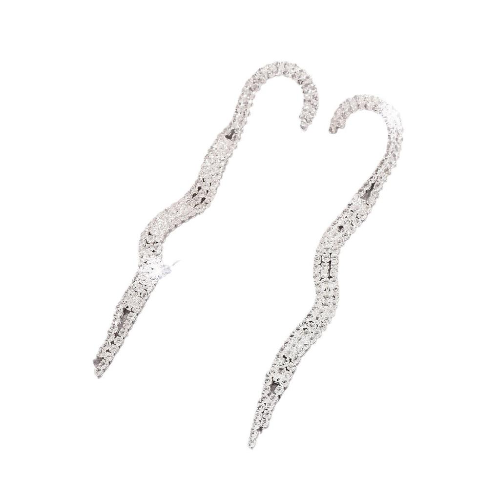 Personality temperament Diamond earrings women, fashion earrings, snake-shaped fringed studs, exaggerated super fairy earrings