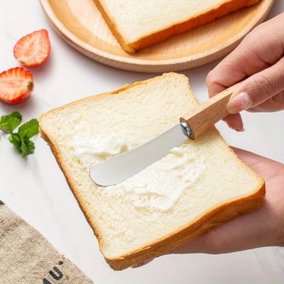 1 PC Stainless Steel Butter & Cheese Knife with Wooden Handle - Perfect for Bread, Jam, and Cake Decorating