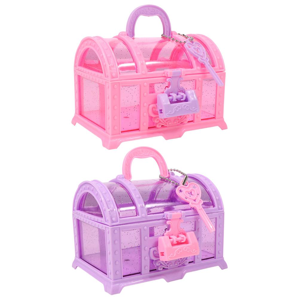 Pink/Purple Kids Jewelry Box Pretend Play Treasure Chest Cute Makeup Box For Children