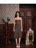 2025 Autumn/Winter Spicy Girl Lace Strapless Top & Irregular Skirt Set