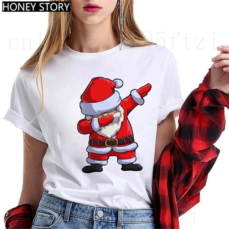 Fashion Cartoon Christmas Tree Graphic Women T-Shirts Summer Short Sleeve O-Neck Female Tops Streetwear Y2K Clothing
