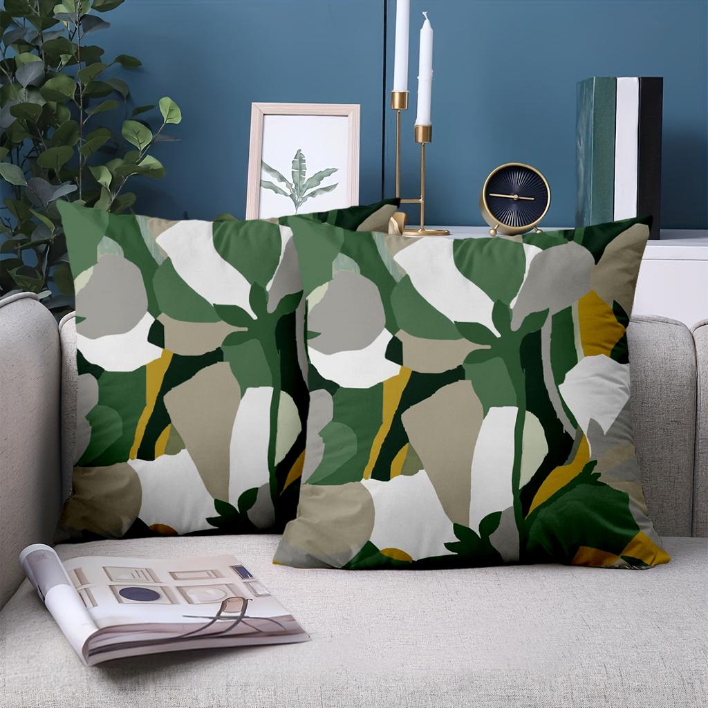 1 Pieces Modern Patterned Throw Pillows Green White Yellow Polyester Pillowcase, Sofa Decorative Cushion Cov Headboard Pillow