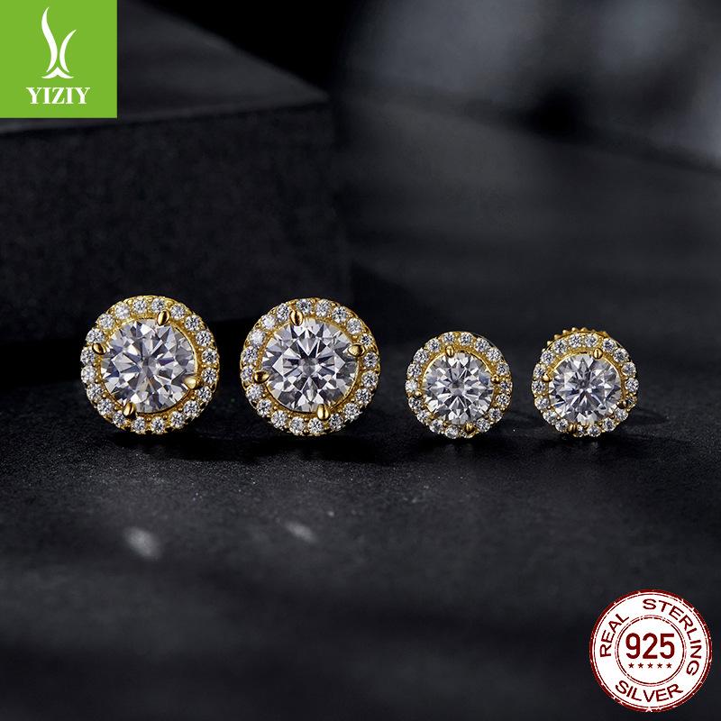 Classic Four-Claw One-Carat Mozzarella Diamond Stud Earrings For Women, Exquisite Sparkling Court Style S925 Sterling Silver Earrings