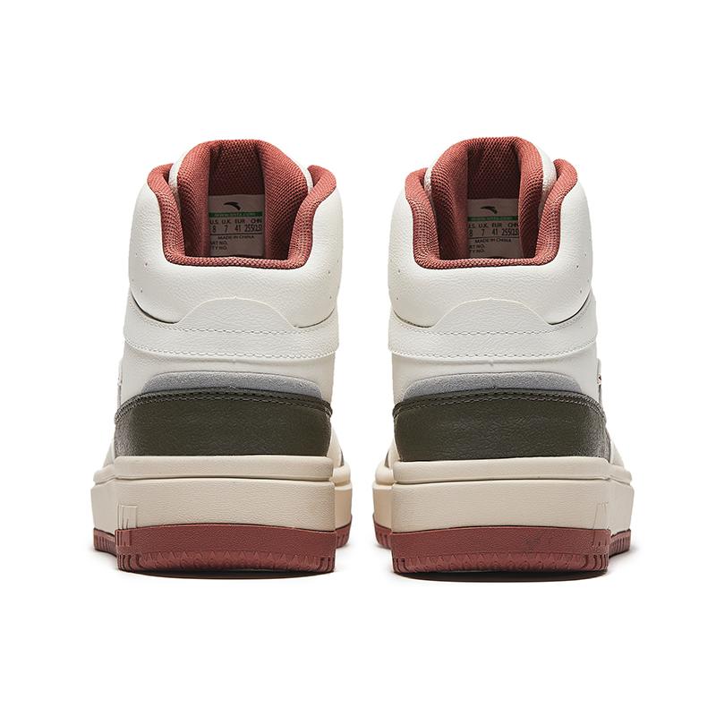 Anta Lifestyle Series Zero Feel Retro Versatile Slip Resistant Durable Mid Top Skate Shoes Men Sneakers White Black Red 912448083-2