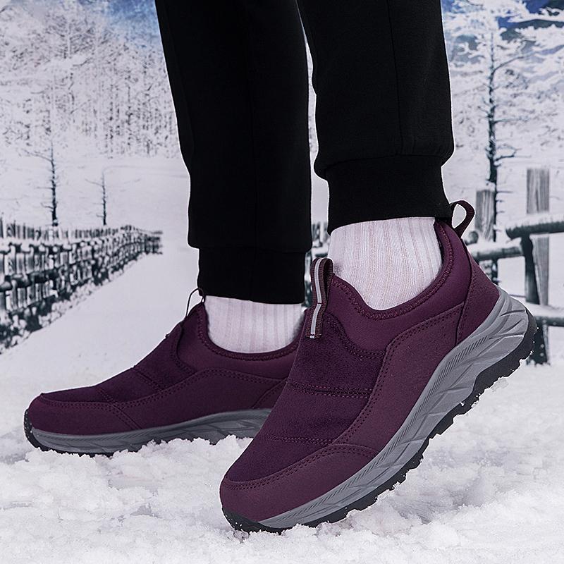 Plush Slip-on Cotton Shoes Warm Loafers Men Women Winter Outdoor Walking Hiking Sports Shoes Anti-slip Flat Shoes