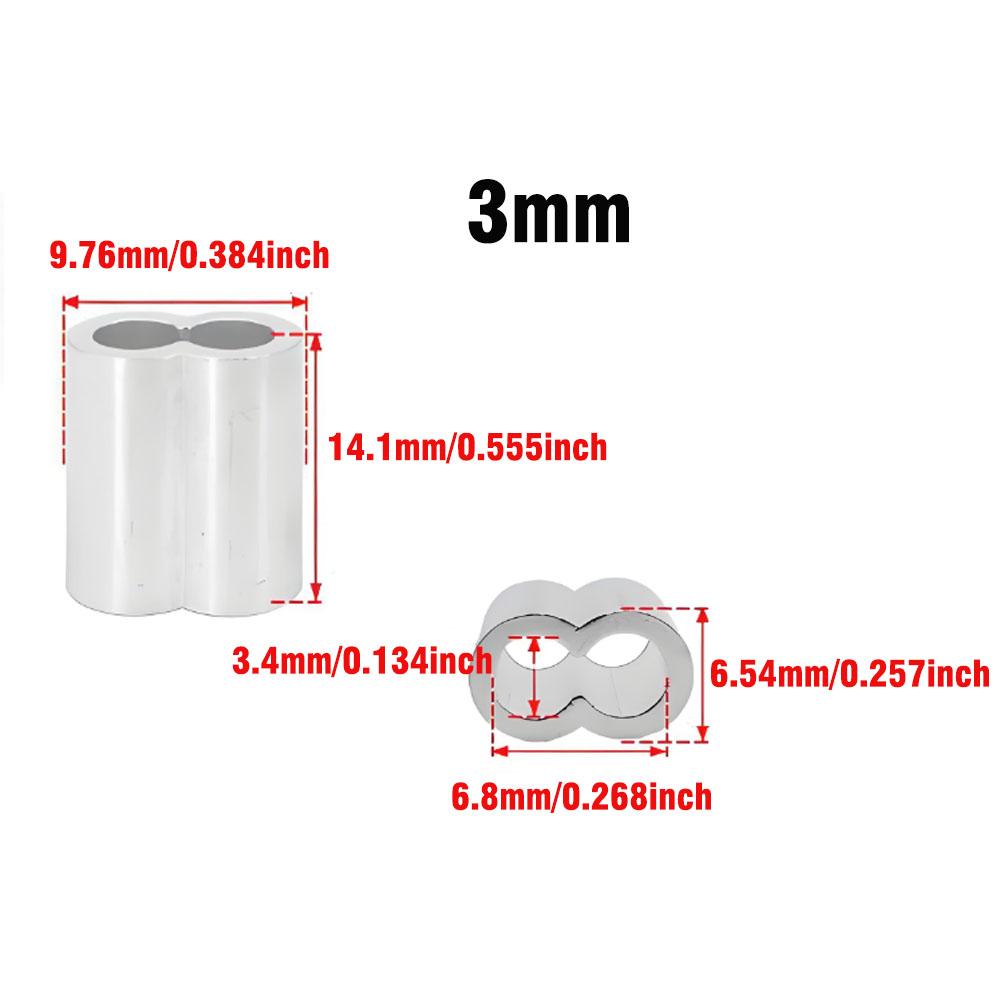 30/50PCS M1.2 M1.5 M2 M3 M4 Aluminum Crimping Loop Sleeve Double Hole Wire Rope Sleeves Steel Wire Loops Clip Fixed Accessories