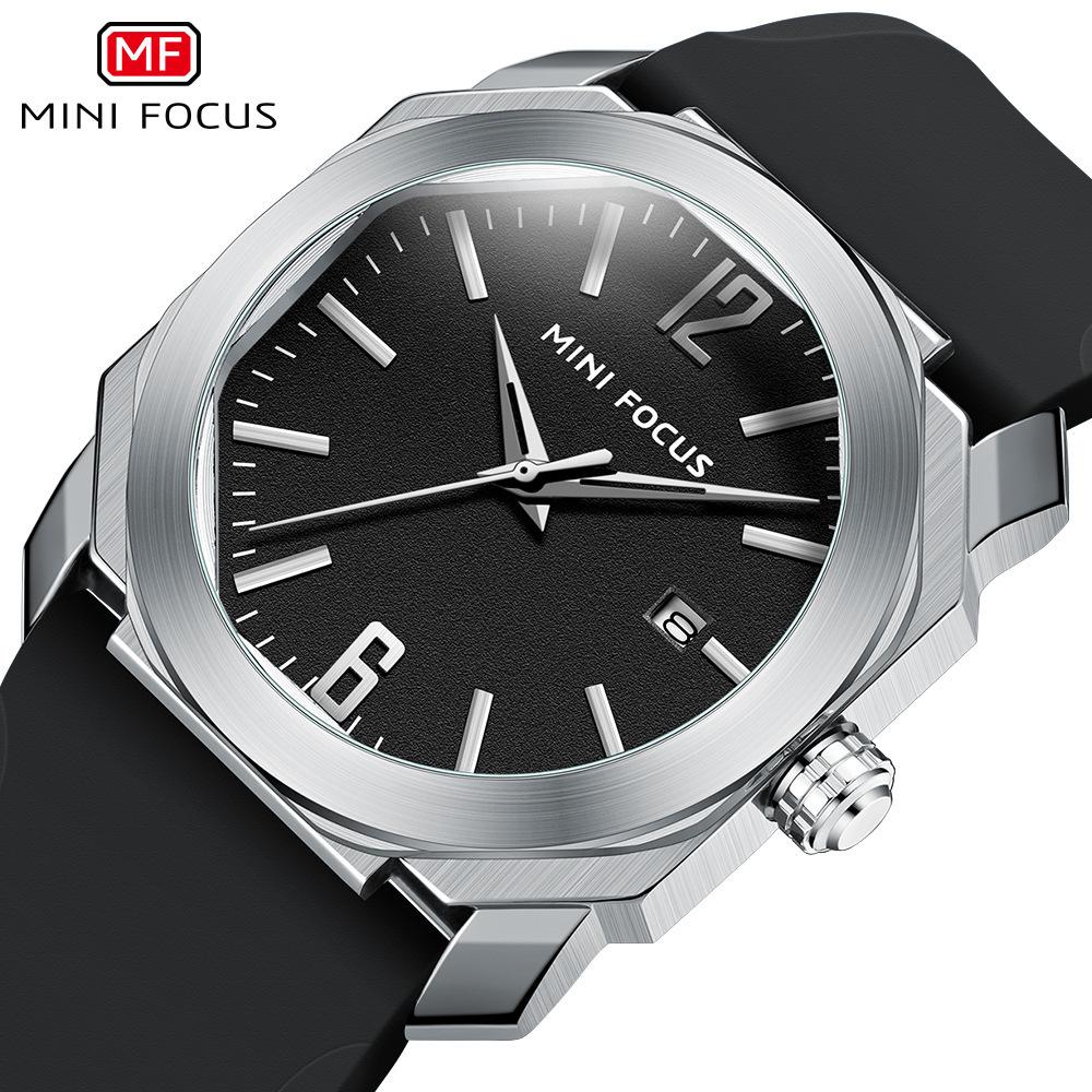 Mini Focus Watch Simple Men'S Watch Japanese Movement Waterproof Date Silicone Band Men'S Watch 0248G