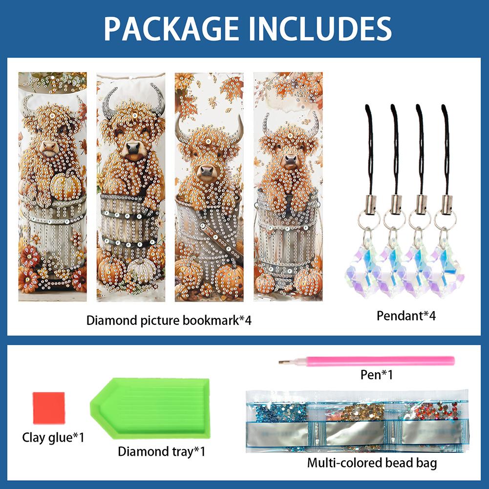 4Pcs DIY with Butterfly Pendants Diamond Painting Art Bookmarks for Beginners Ideal Choice for Home Office Use
