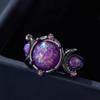Round Mysterious Purple Opao Ring Women's Black Wedding Band Engagement Party Anniversary Zircon Mother's Day Gift