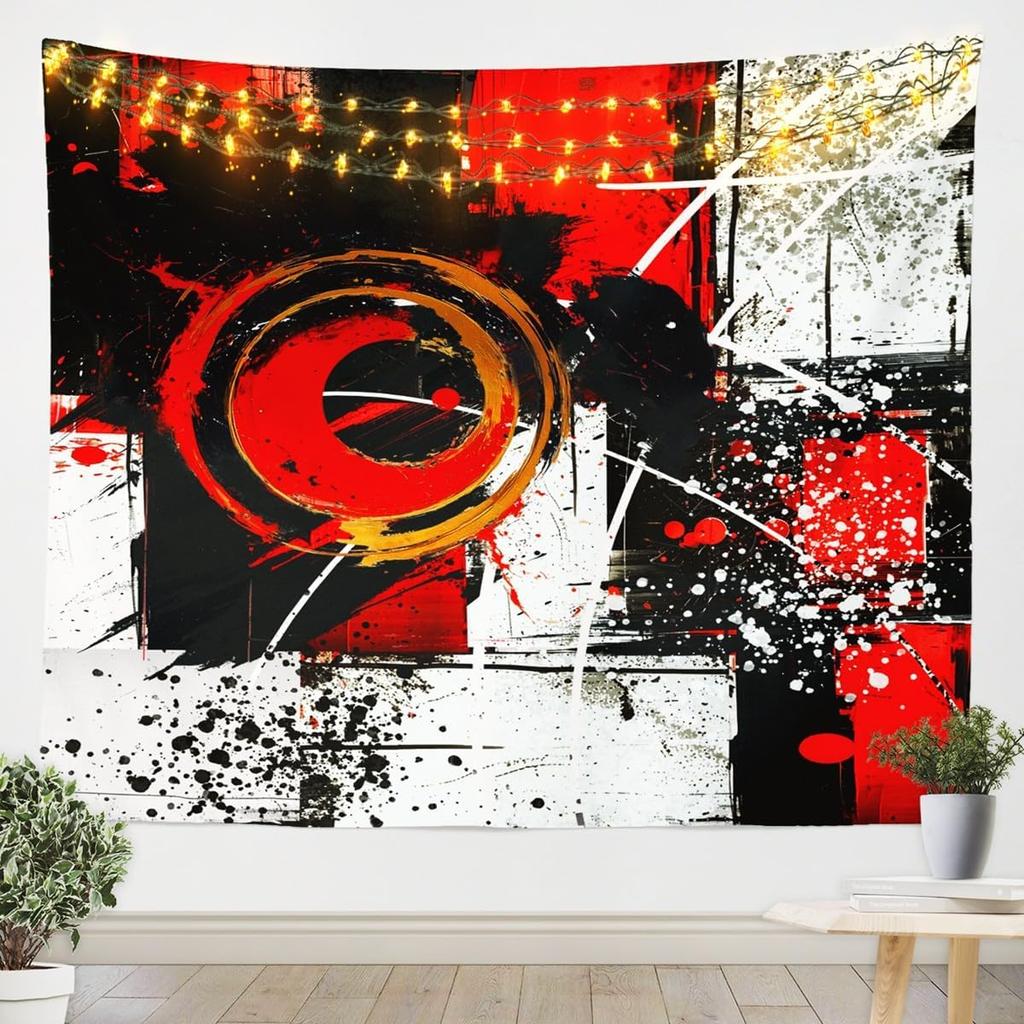 Purple Black White Tapestry Size Kids Abstract Geometric Wall Art for Boys Girls Teens Modern Minimalist Wall Hanging Blanket