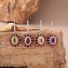 Natural Colored Jewelry Aquamarine Topaz Amethyst Citrine Stud Earrings S925 Silver Light Luxury High Sense