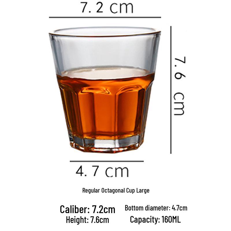 Octagonal Tempered Glass Beer Mug - Ideal for Whiskey, Liquor, Water at Home or Bar.