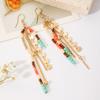 Bohemian style rice bead fringed earrings ethnic style long earrings fashion design ear jewelry spot