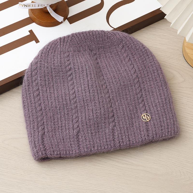 Fashion Knitted Hat Thickened Autumn and Winter Warm Big Head Circumference Bag Head Hat Wool Hat Women