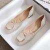 Square Toe Shoes for Women Slip-on Blue Woman Flats Trends 2025 Cotton Designer Luxury Y2k Fashion Aesthetic Casual 39 New In