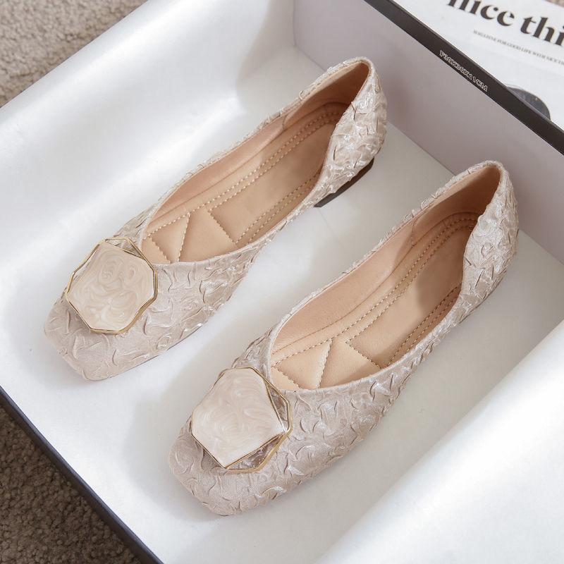 Square Toe Shoes for Women Slip-on Blue Woman Flats Trends 2025 Cotton Designer Luxury Y2k Fashion Aesthetic Casual 39 New In