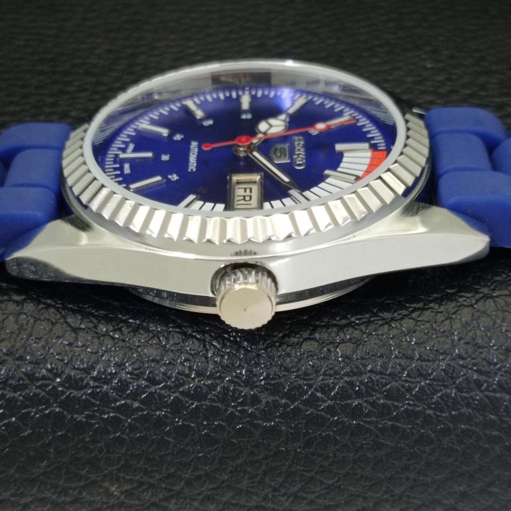 VINTAGE REFURBISHED SEIKO 5 AUTOMATIC 6309A JAPAN MENS BLUE DIAL WATCH a440831-4