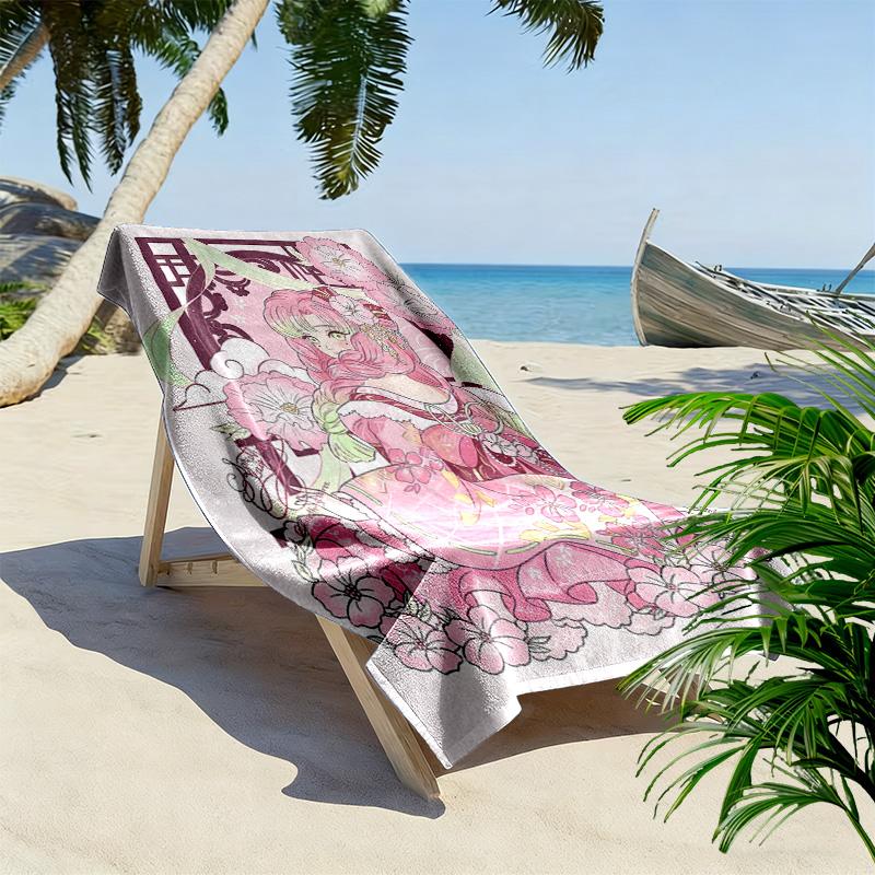 Demon Slayer Print Beach Towel, Large Soft Quick Dry Towel for Beach Camping Swimming