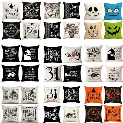 Halloween Pillowcase Devil Cartoon Linen Pillow Print Home Sofa Pillowcase Cushion