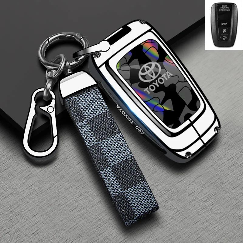 Handmade Cowhide Genuine Leather Key Case for TOYOTA Camry Hanlanda Car Key Protection Sleeve with Keychain - Protective Shell