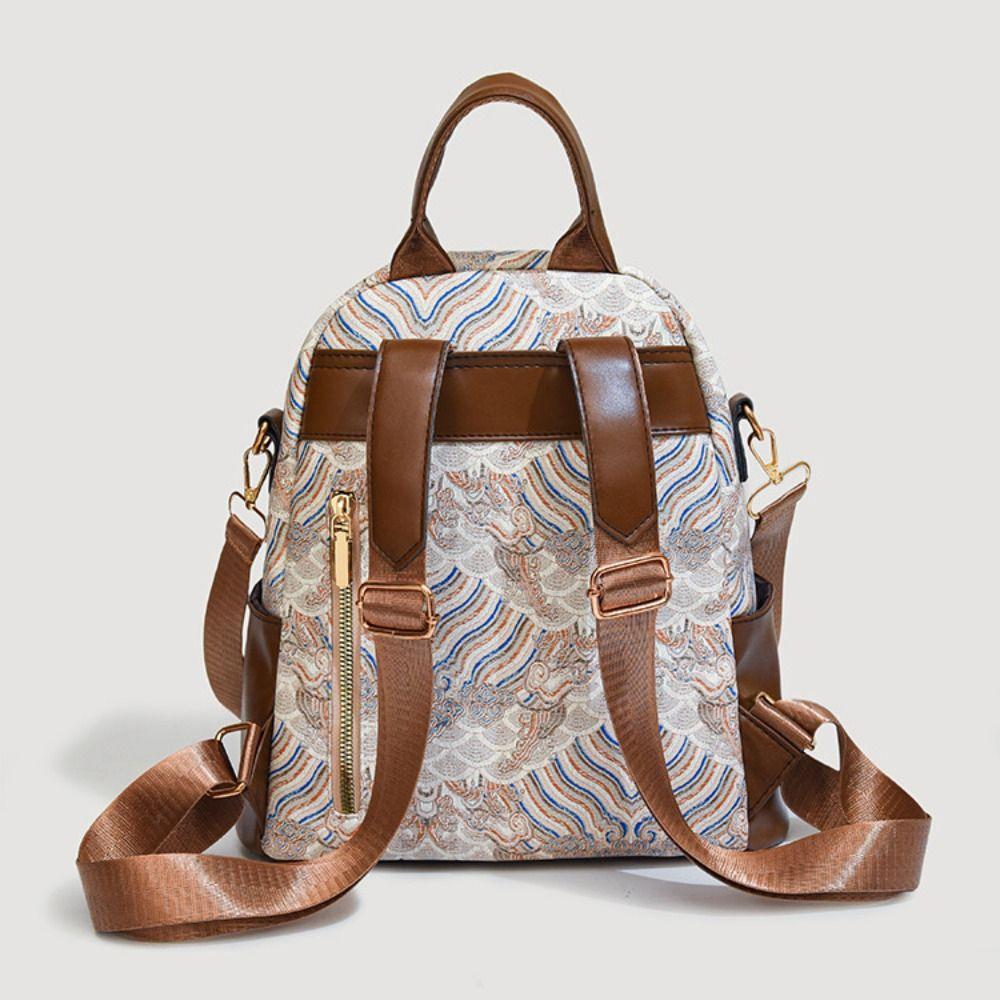 Top Handle Ethnic Style Shoulder Bag Pu Mini Travel Backpack Japanese Women Casual Backpack  Women