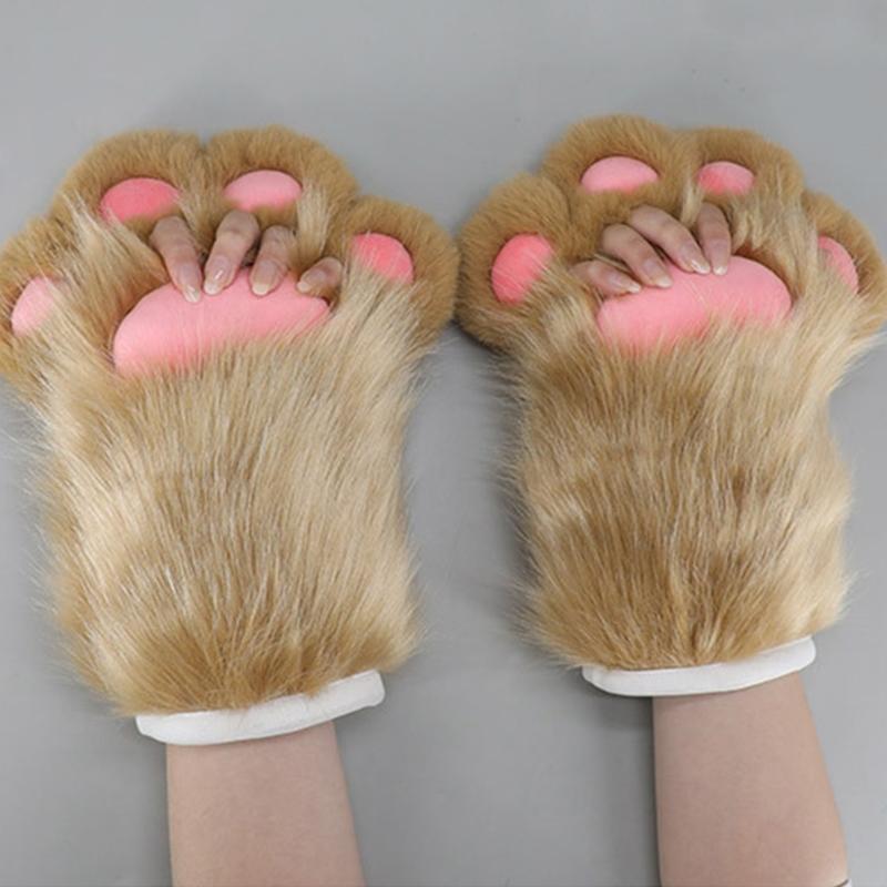 Nadměrné Kočičí Tlapky Ručně Vyráběné Zvířecí Kožešinové Ďábelské Rukavice Fursuit pro Maškarádu