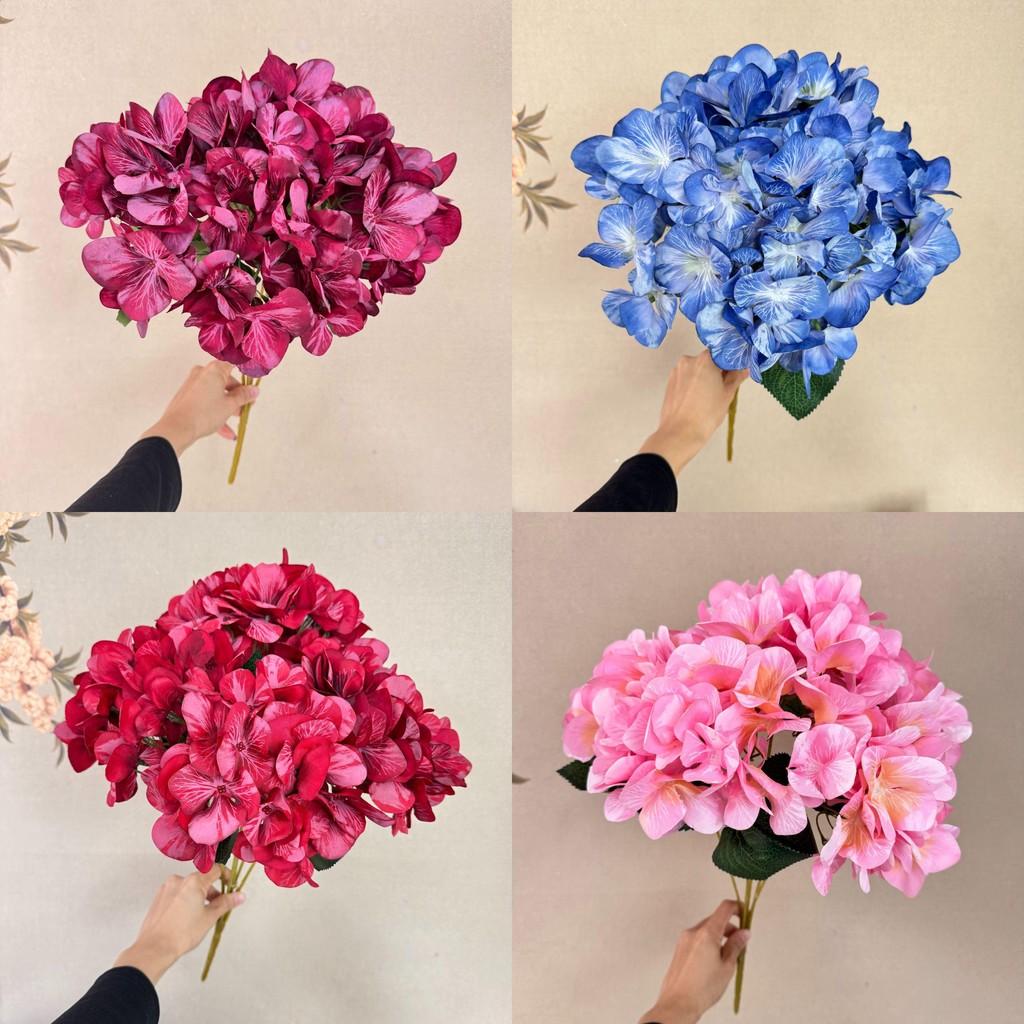 Hydrangea Flowers Silk Realistic Bouquet For Wedding Decor Photo Props Gift