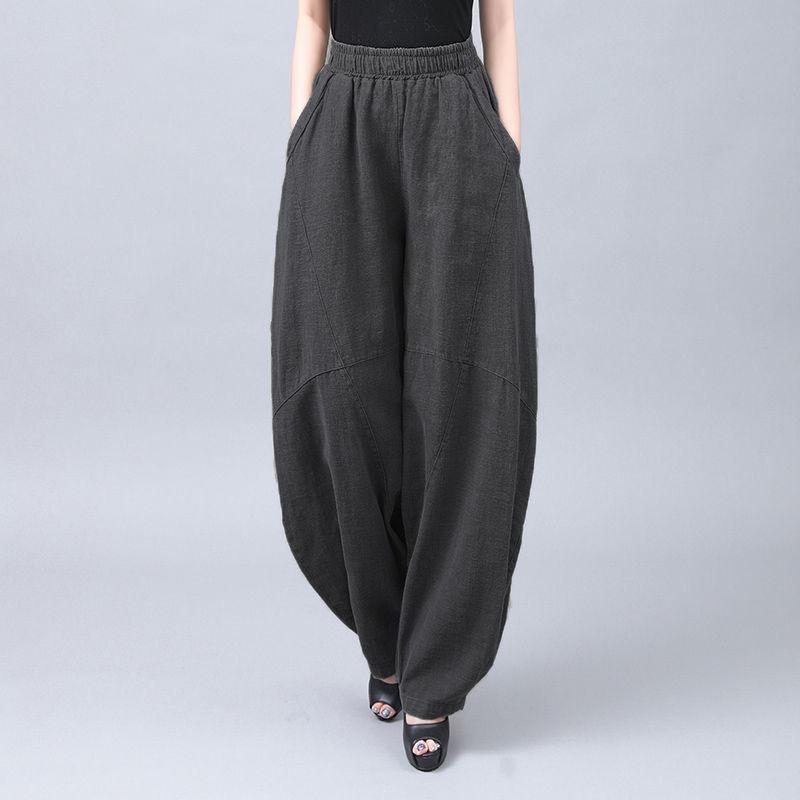 New Retro Cotton Linen Women's Plus Size Tai Chi Harem Pants - Wide Leg Lantern Trousers for Spring, Summer, and Autumn