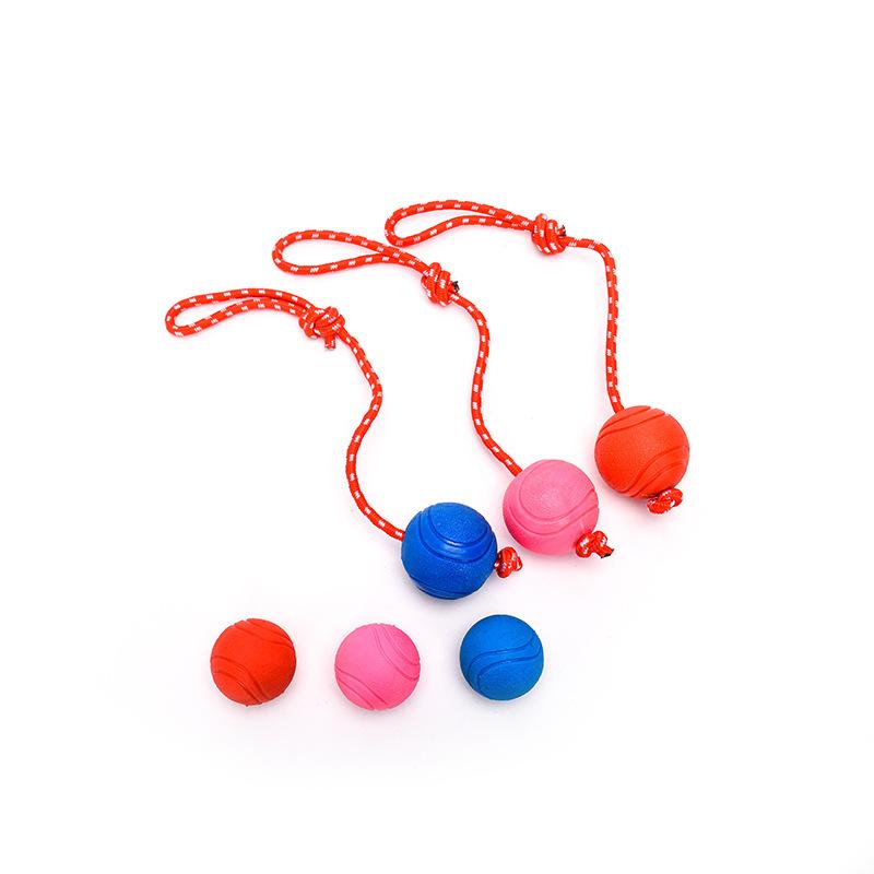 Игрушка мяч для домашней собаки, защита от укусов, жевательная, неразрушающая, прыгучая, собачья резиновая, тренировочная, интерактивная, с веревкой Diameter 5CM