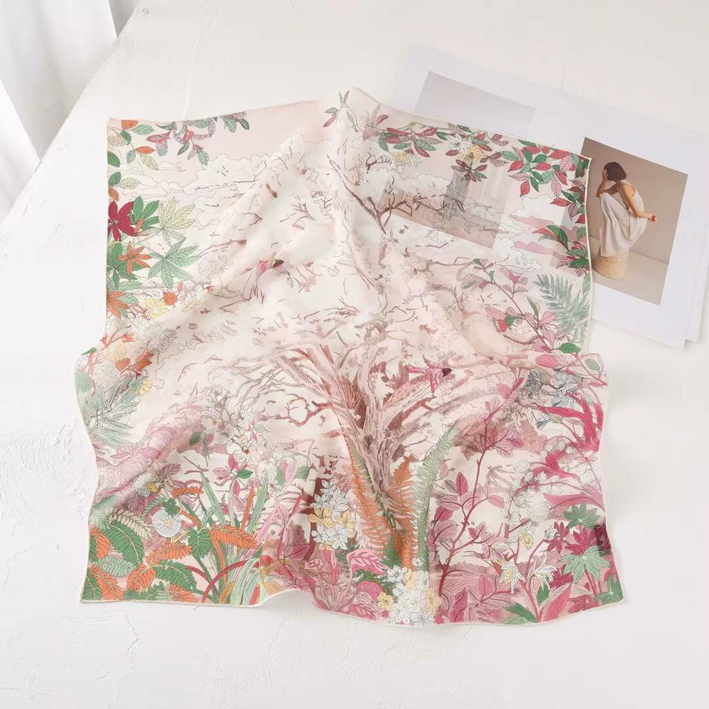 New 100% Natural Silk Scarf Square Female Fashion Beach Pashmina Bufanda Women Shawl Wraps Bandana Scarves Foulard écharpe 65cm