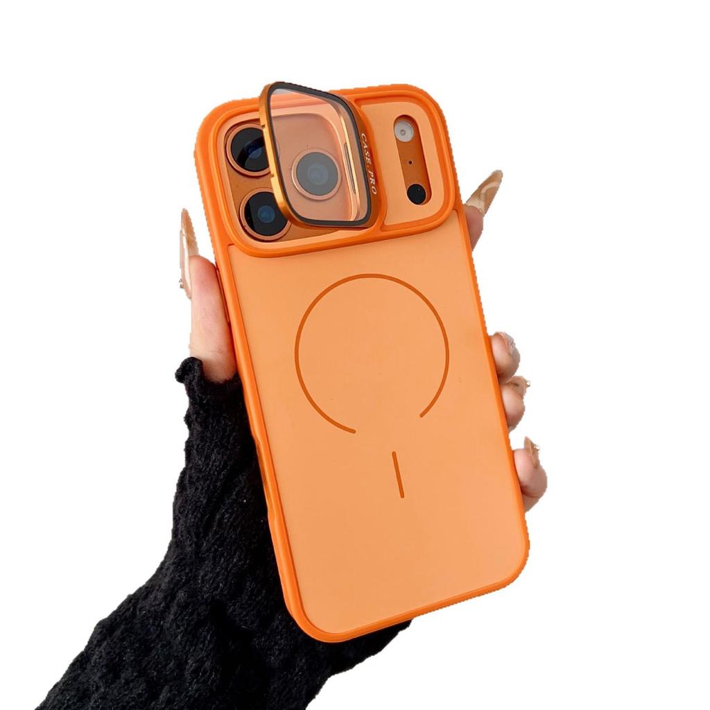 Imitation Phone Case for iPhone 17 Pro Max: Skin-Feel Magnetic Cover with Apple 16 Glass Lens Holder