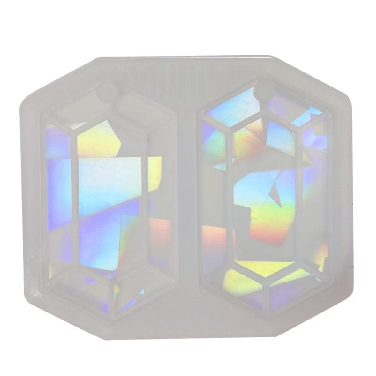 Unique Hexagon Mold Holographic Rainbow Light Silicone Mold with Hole Hexagon белый