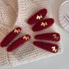 Red & Gold Woolen Horse Hair Clip for Women