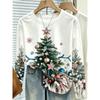 Women Long Sleeve T Shirt Christmas Tree Ornament Snowflake Print Soft Breathable Casual Holiday Autumn Winter Fashion Clothing
